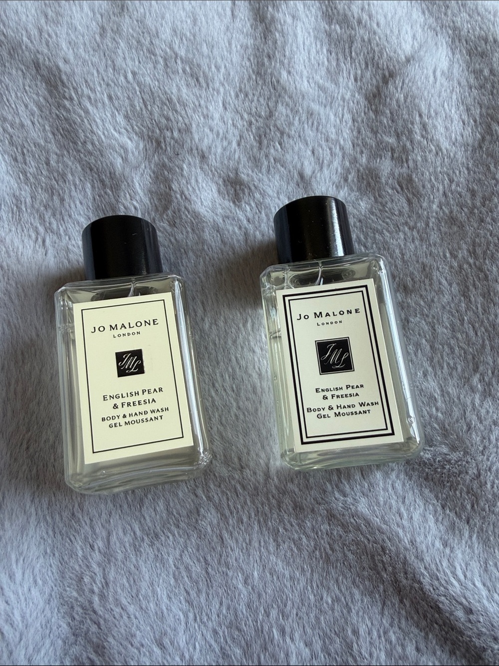 Jo Malone Clear Hand & Body Wash Bottles with Black Caps